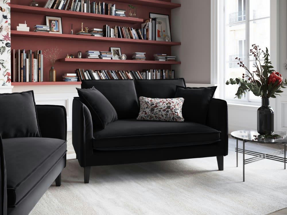 PROVENCE - Canapé 2 places en velours noir