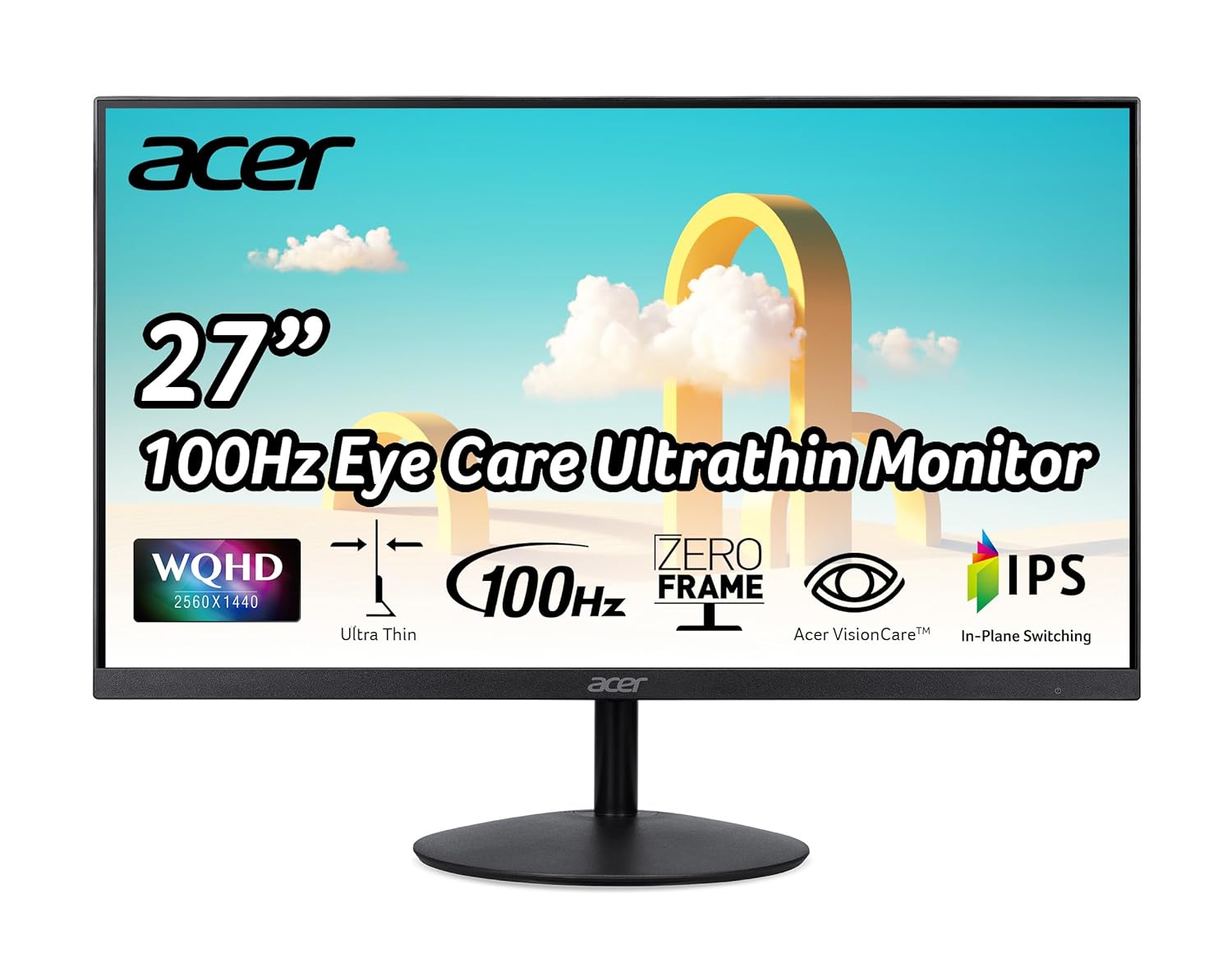 acer SB272U Ebiip 27 WQHD 2560x1440 IPS Zero-Frame Gaming Office Monitor | AMD FreeSync Technology | Ultrathin Stylish Design | 100Hz | 1ms VRB | Low Blue Light | Display Port & 2 x HDMI 2.0 Ports