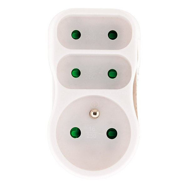 Multiprise triplite 2P 6A   2P T 16A façade - Zenitech