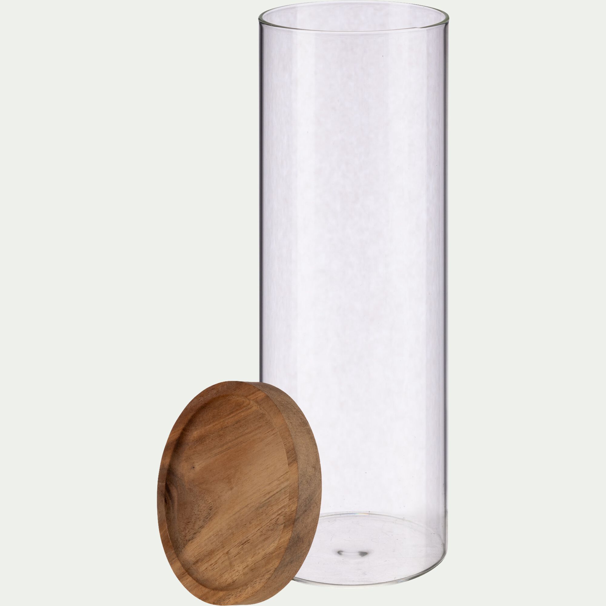RONDA - Bocal en verre avec couvercle en acacia 1,5L - transparent