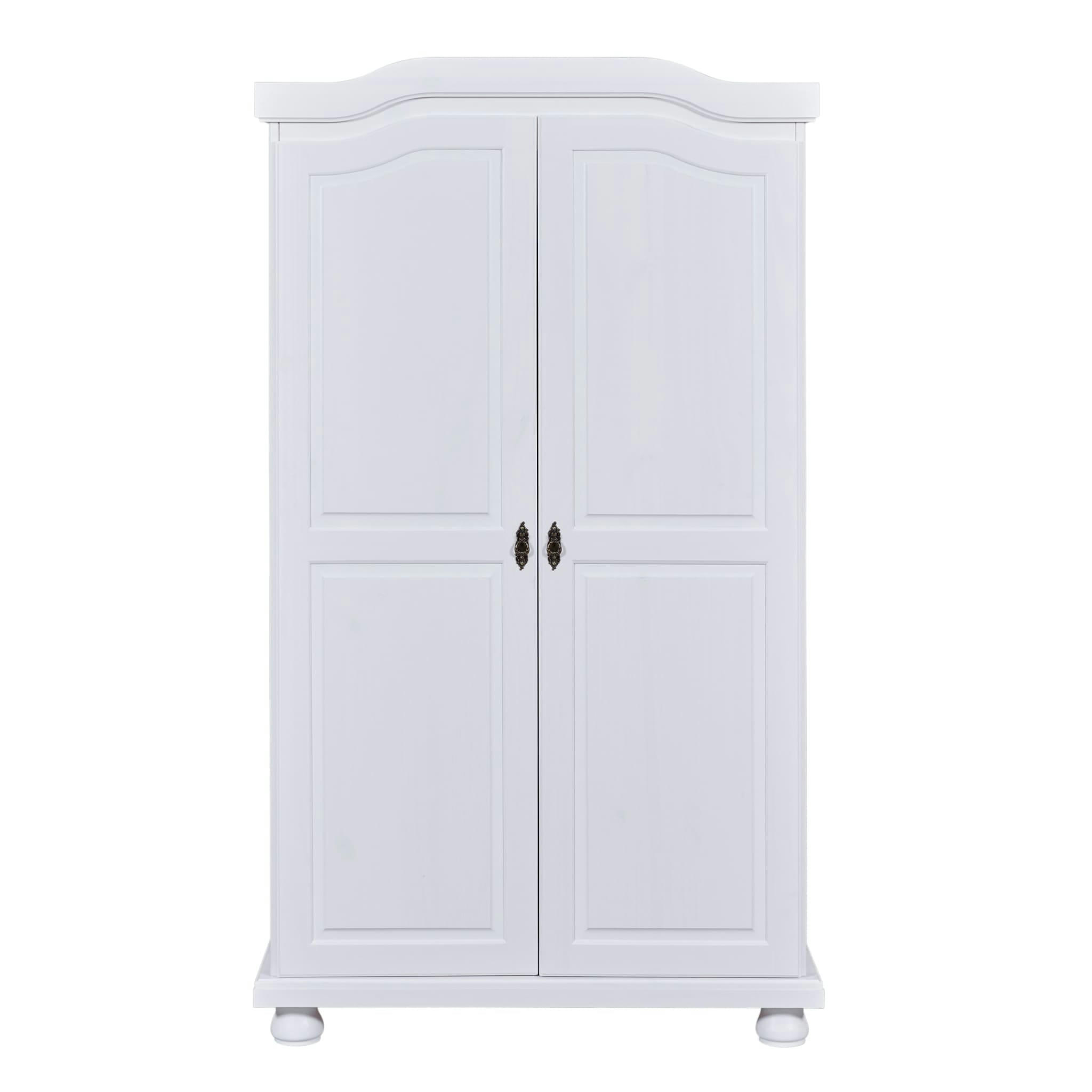 - Armoire 2 portes en bois massif blanc laqué
