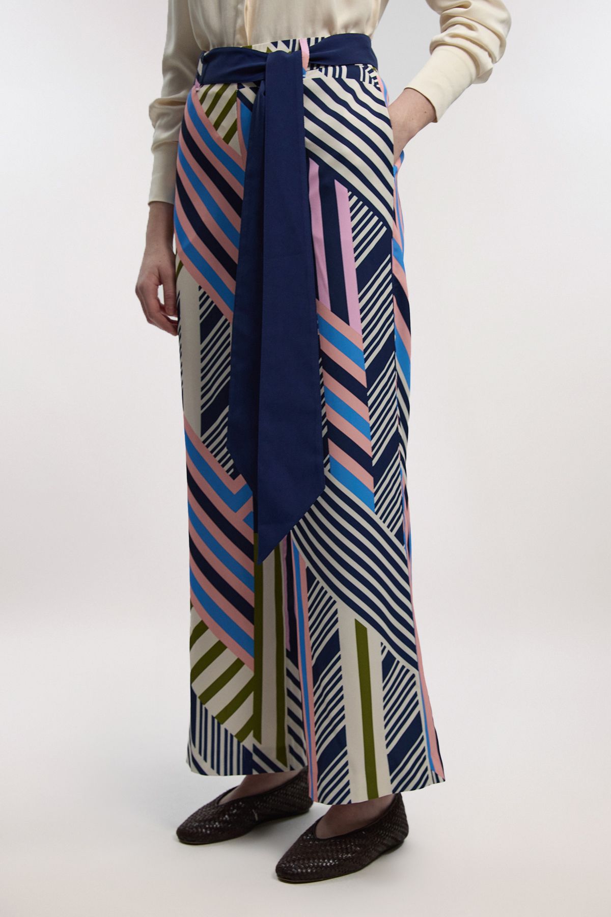 KarenMillen Petite Geo Print Twill Woven Wide Leg Trouser