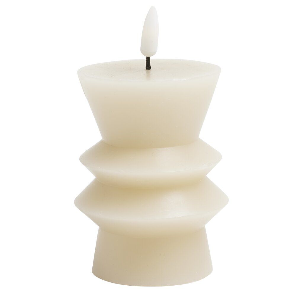 Bougie LED sculptée blanche Ø7,5xH10cm