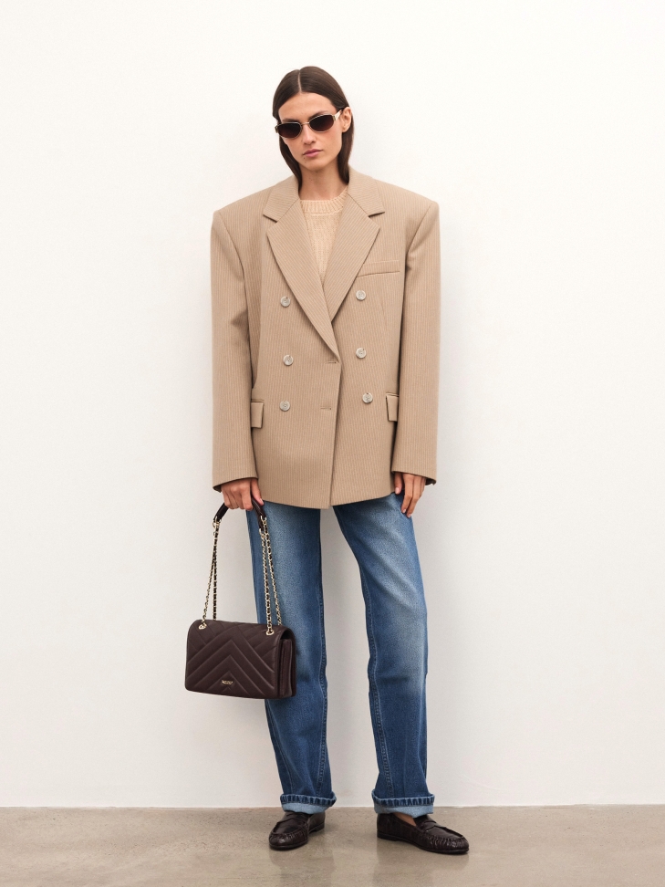 Brown quilted chain handbag