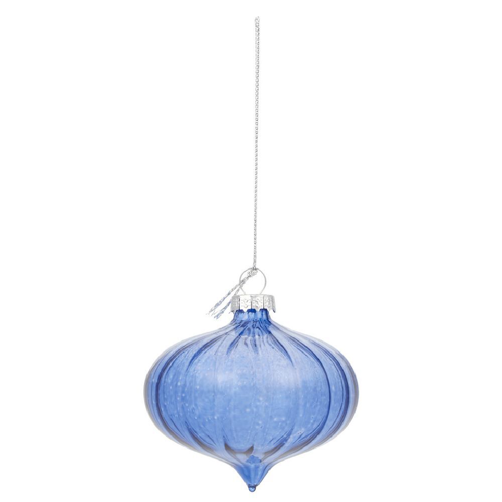 Boule de No&euml;l en verre bleu Ø10 cm