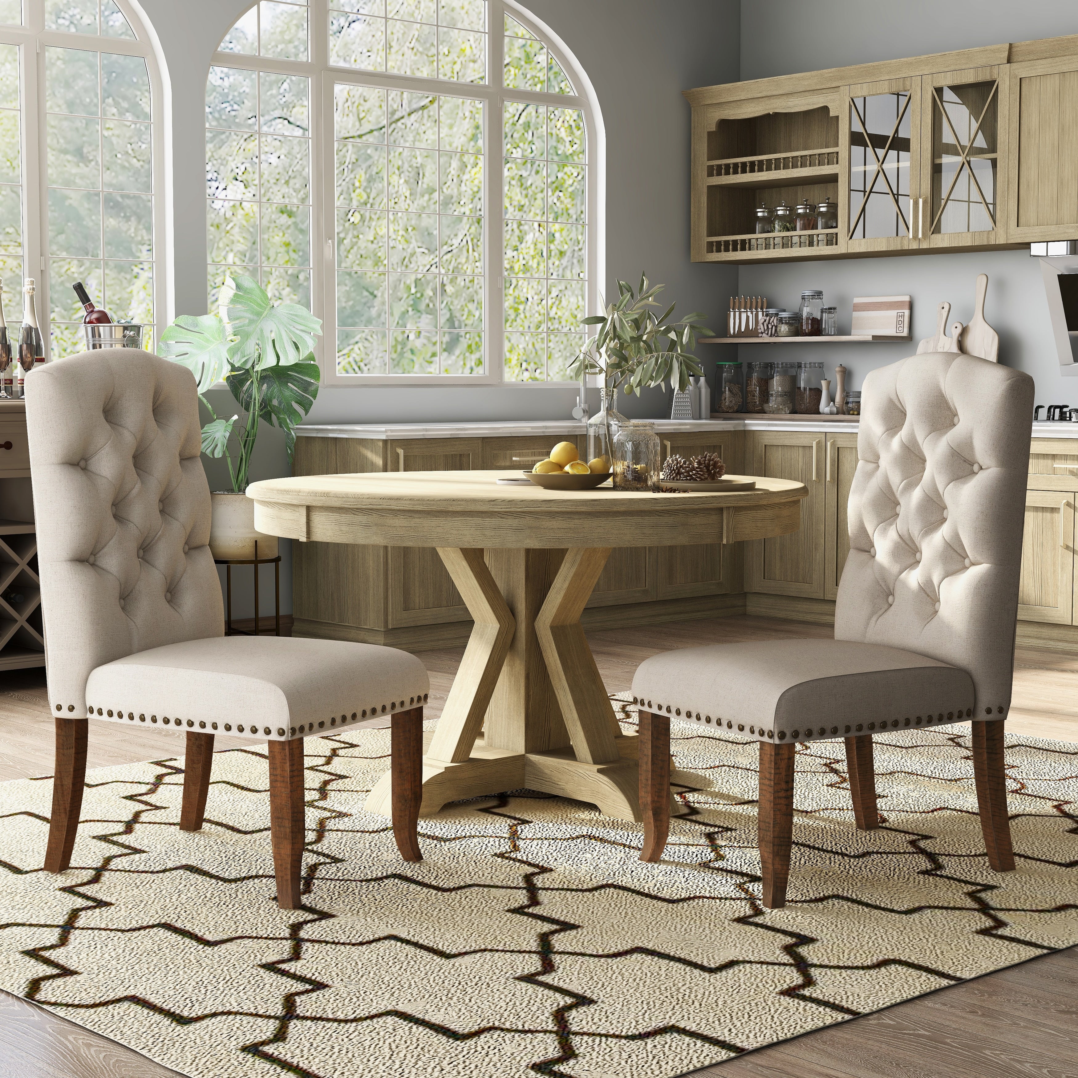 Cordova Farmhouse Tufted Fabric Dining Chairs (Set of 2) by Furniture of America