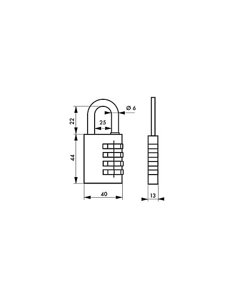 Cadenas à code Type 1, intérieur, alu, vert, 40mm, 4 chiffres - THIRARD