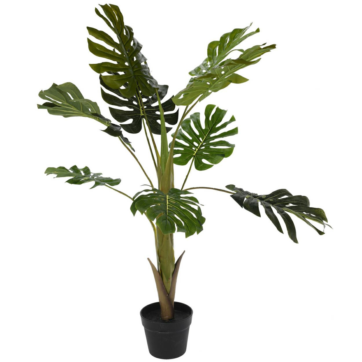 Sztuczna Monstera 110 cm w czarnej donicy realistyczna roślina dekoracyjna