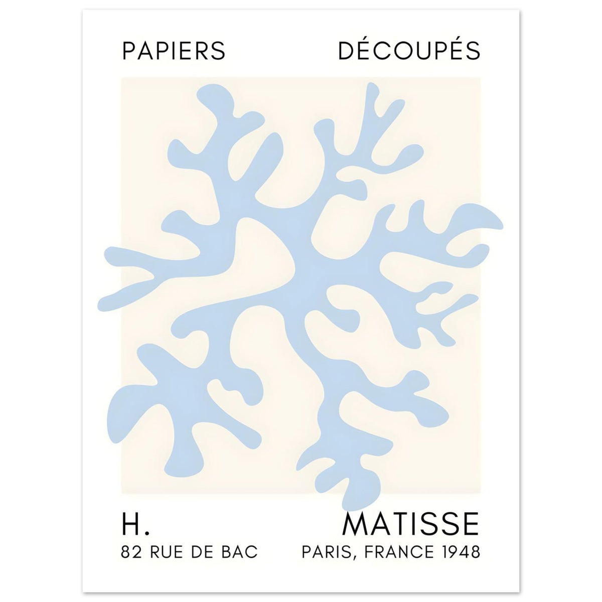 Artfulprints Poster Matisse – Dreamy coral flower light blue  - 30x40 cm - Blauw