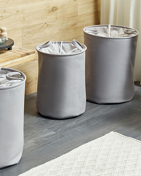 Lot de 3 paniers ARCHA Coton Gris