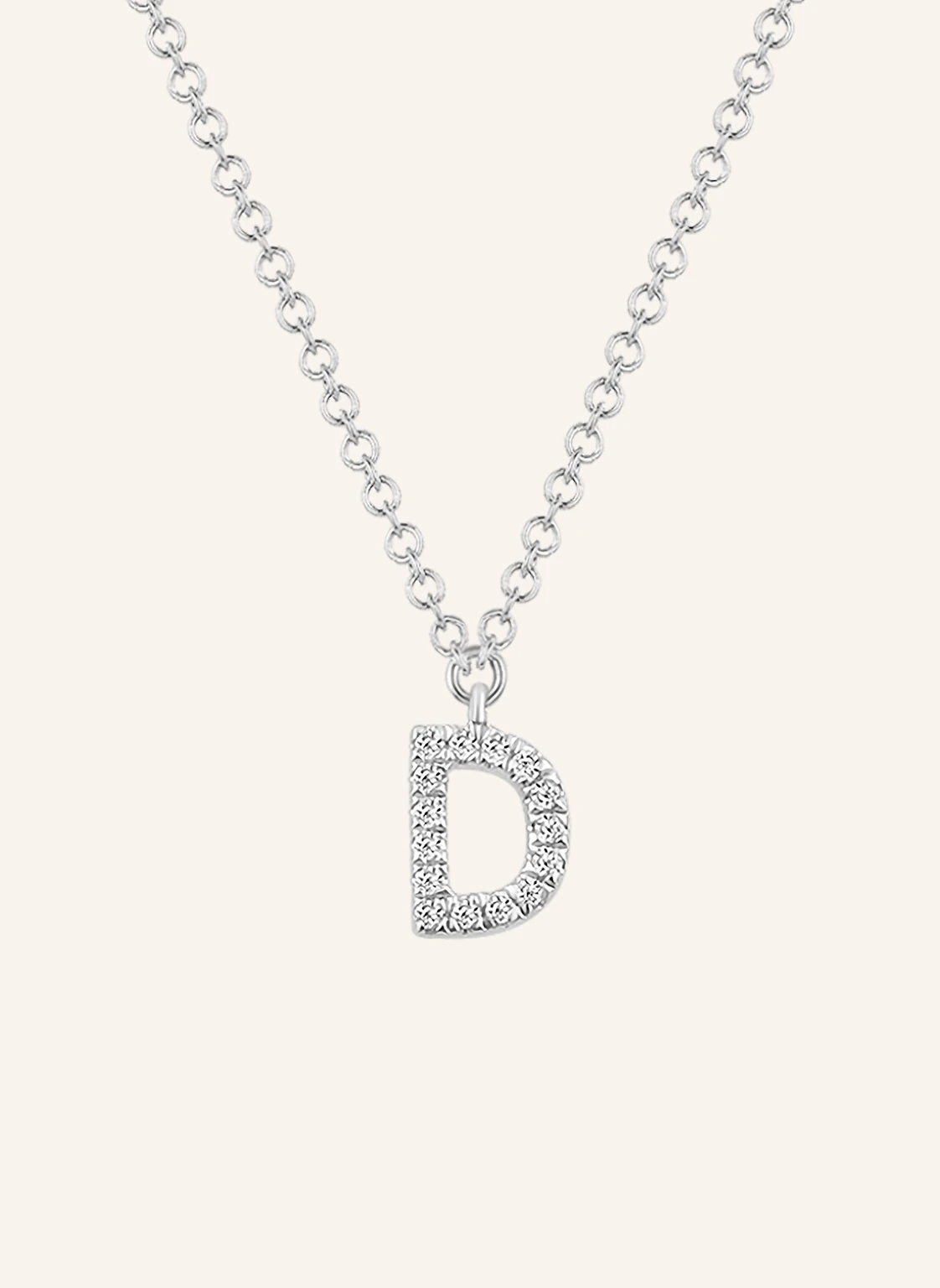 Leaf INITIALIEN Halskette „D“ aus 14 Karat Weißgold mit Diamanten