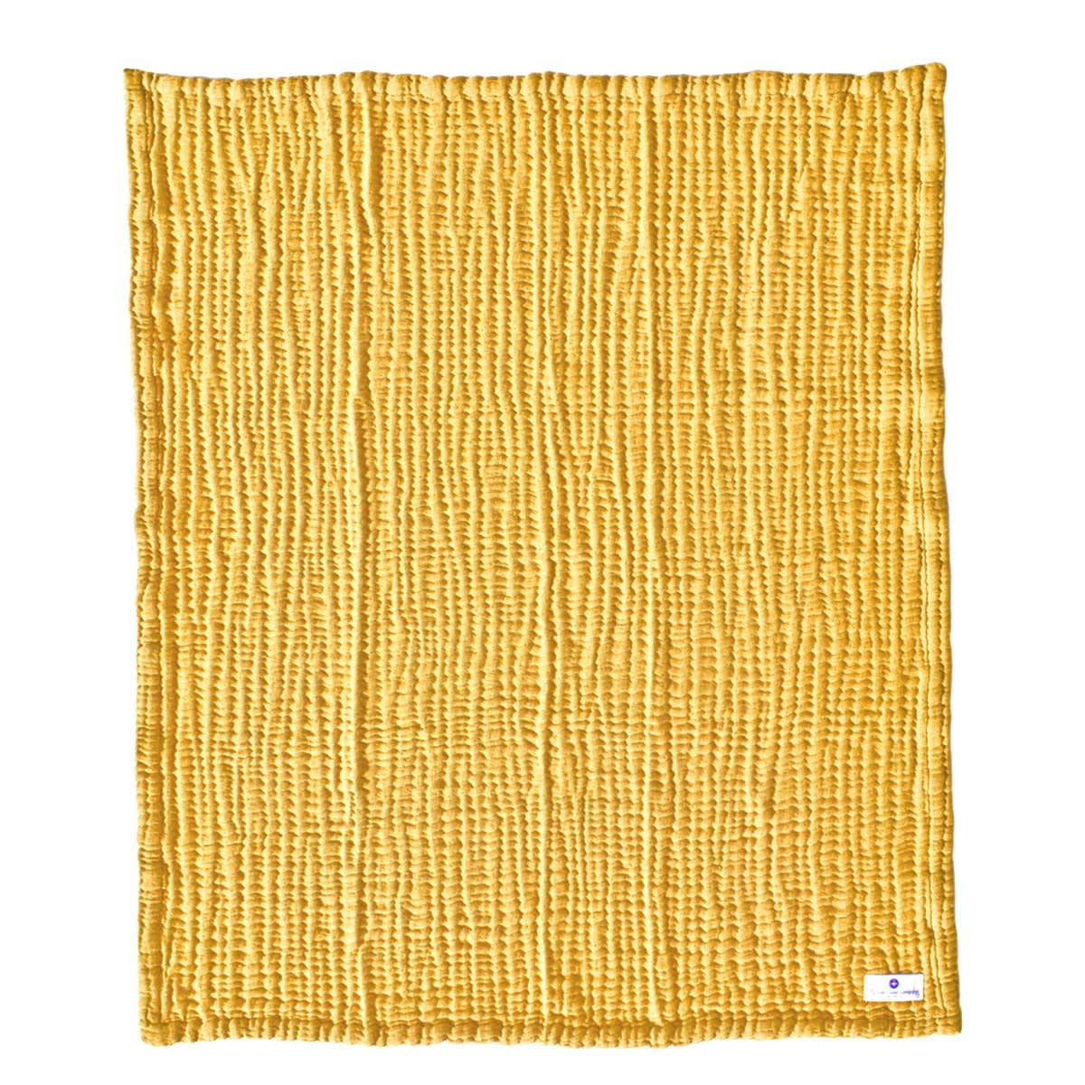 - Couverture mousseline bebe coton jaune moutarde 80x80 cm