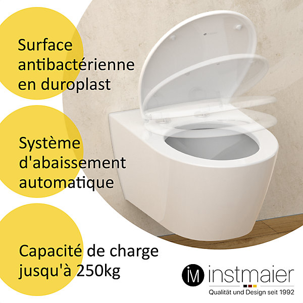 Abattant WC ovale en duroplast blanc avec frein de chute ALMA