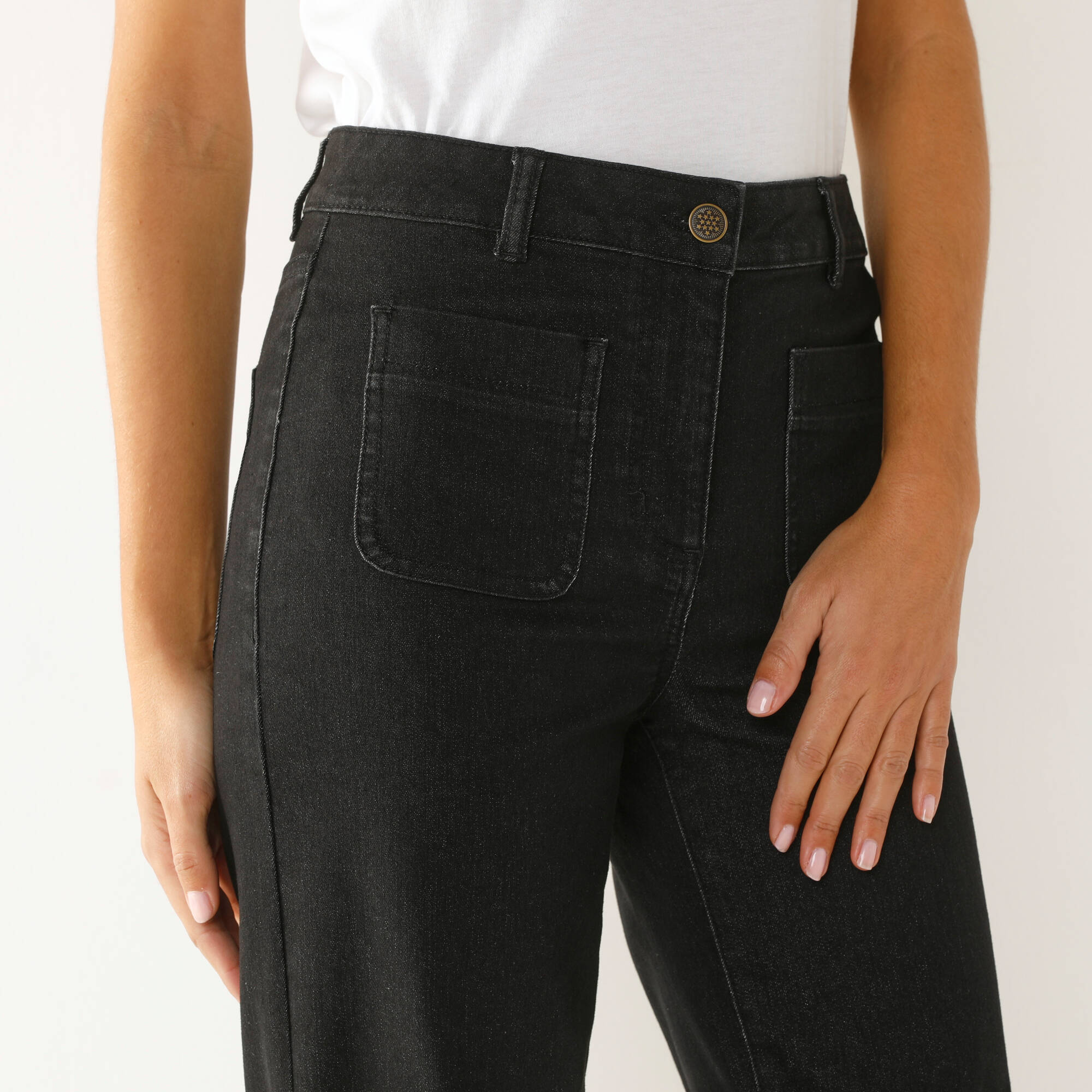 Jean coupe large taille haute, stature moyenne