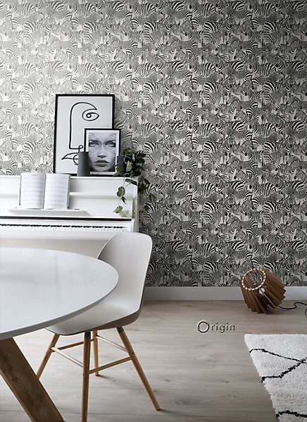 Origin Wallcoverings papier peint zèbres noir et blanc 53 cm x 10.05 m