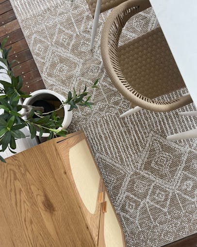 Ullah Brown and Ivory Tribal Flatweave Indoor Outdoor Rug