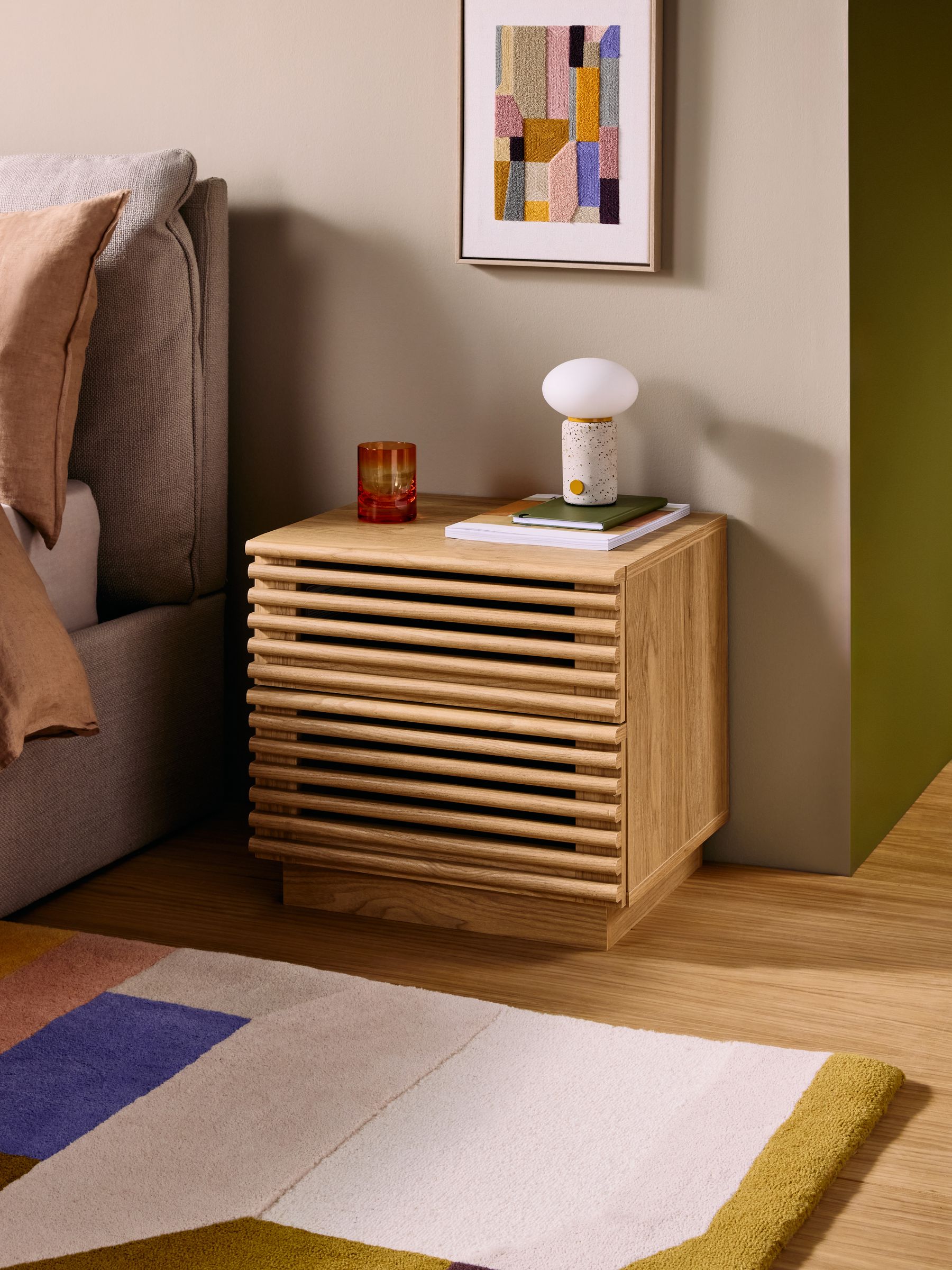 Tulma 2 Drawer Bedside in Oak Effect