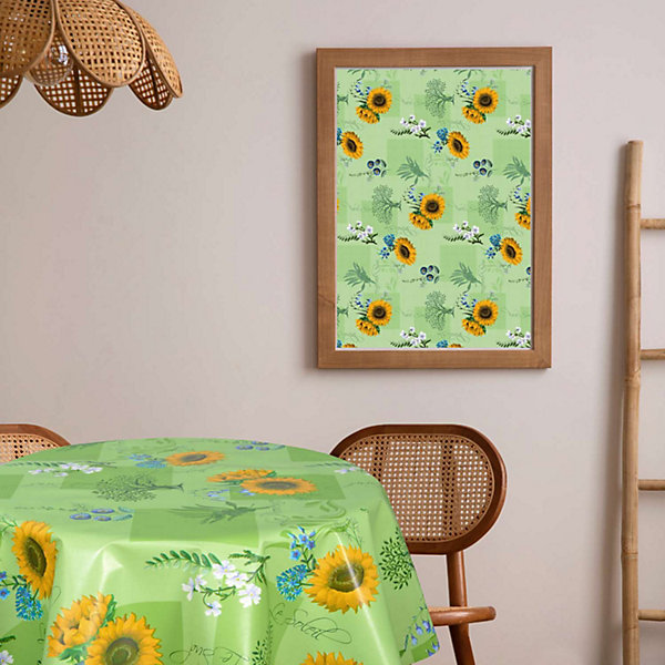 Nappe en toile cirée ronde Gap - Diam. 135 cm - Vert