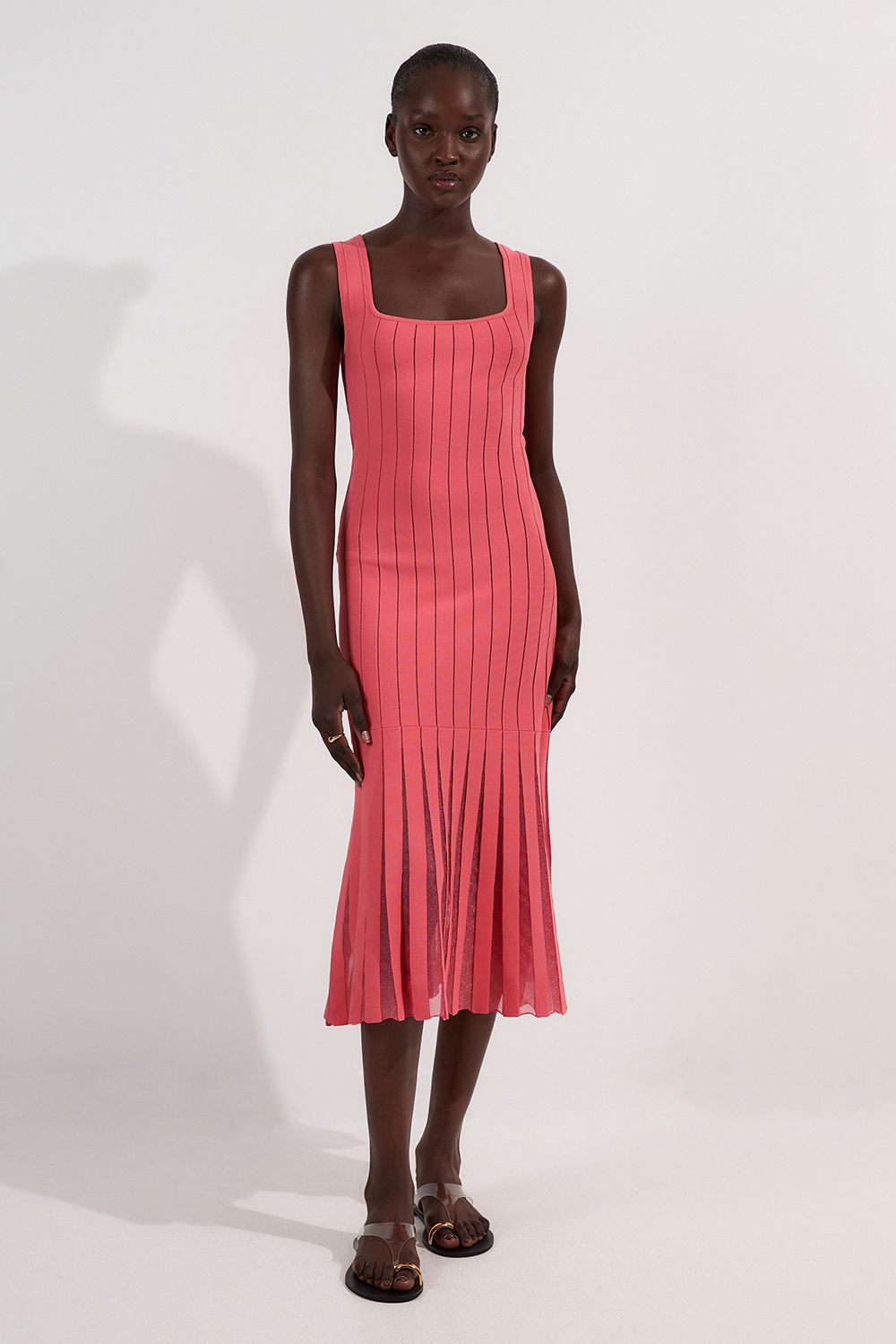 KarenMillen Compact Stretch Square Neck Knitted Flippy Dress