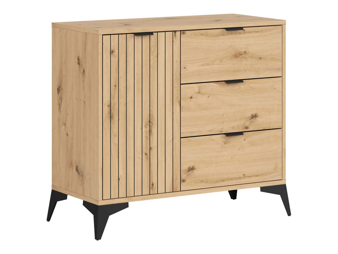 Komoda Lamea 90 cm z drzwiami i 3 szufladami dąb artisan