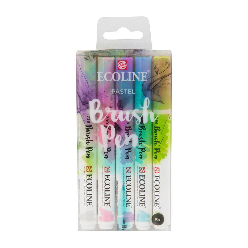 Ecoline brushpen - pasteltinten - set van 5 stuks