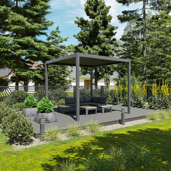 Pergola NORDVIC Skyline 3x3 m Antracyt, 100% Aluminiowa