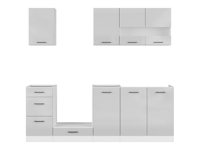 Komplet kuchenny Junona Line 220 cm jasny szary połysk