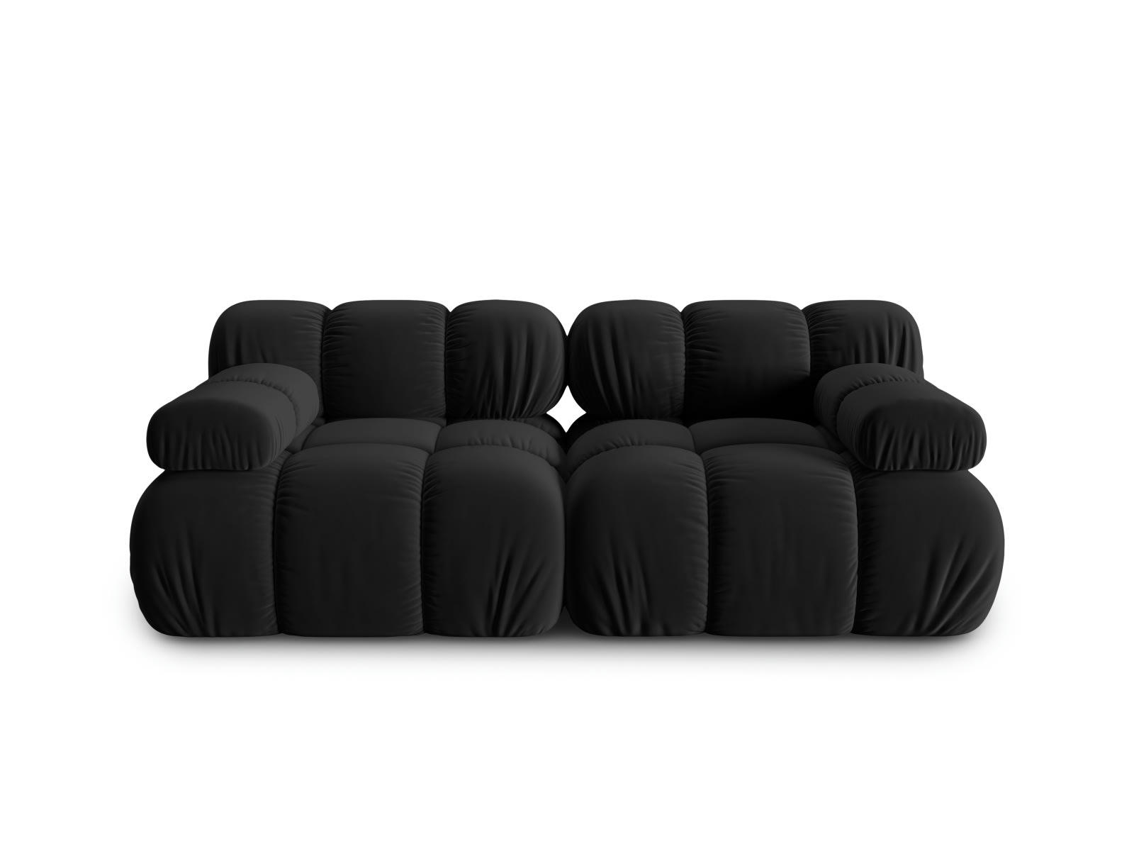BELLIS - Canapé modulable 2 places en tissu velours noir