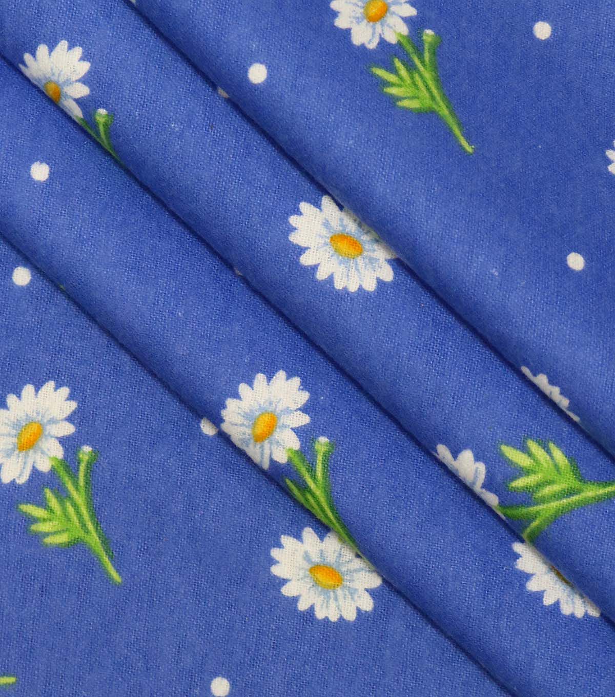 Daisies on Blue Super Snuggle Flannel Fabric