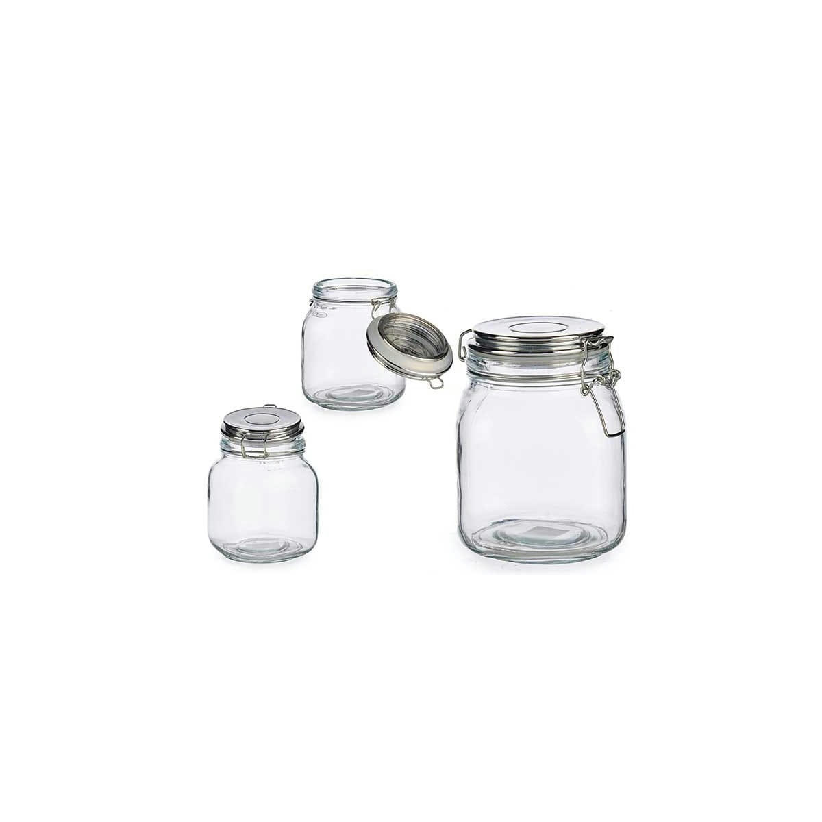 CLIP - Bocal cuisine hermétique en verre couvercle clip métal chromé 1L