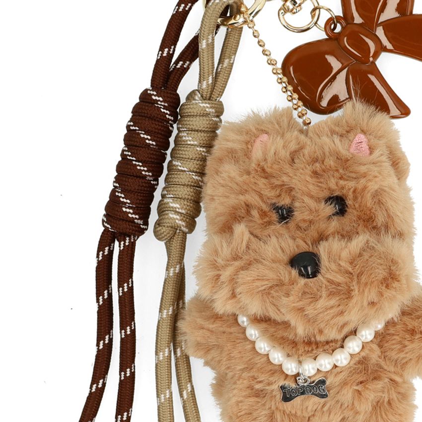 Manfield Dog bag charm met bruine korten