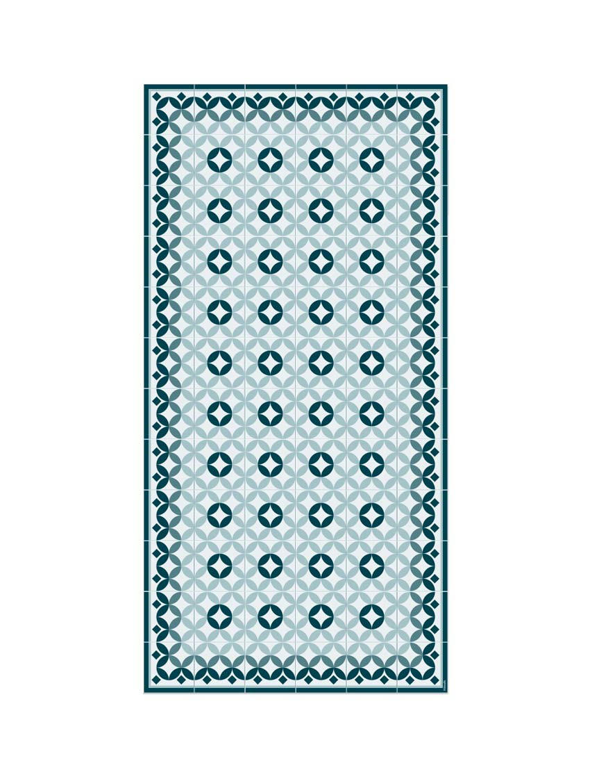 BARCELONE - Tapis en vinyle Laietana bleu 60x120