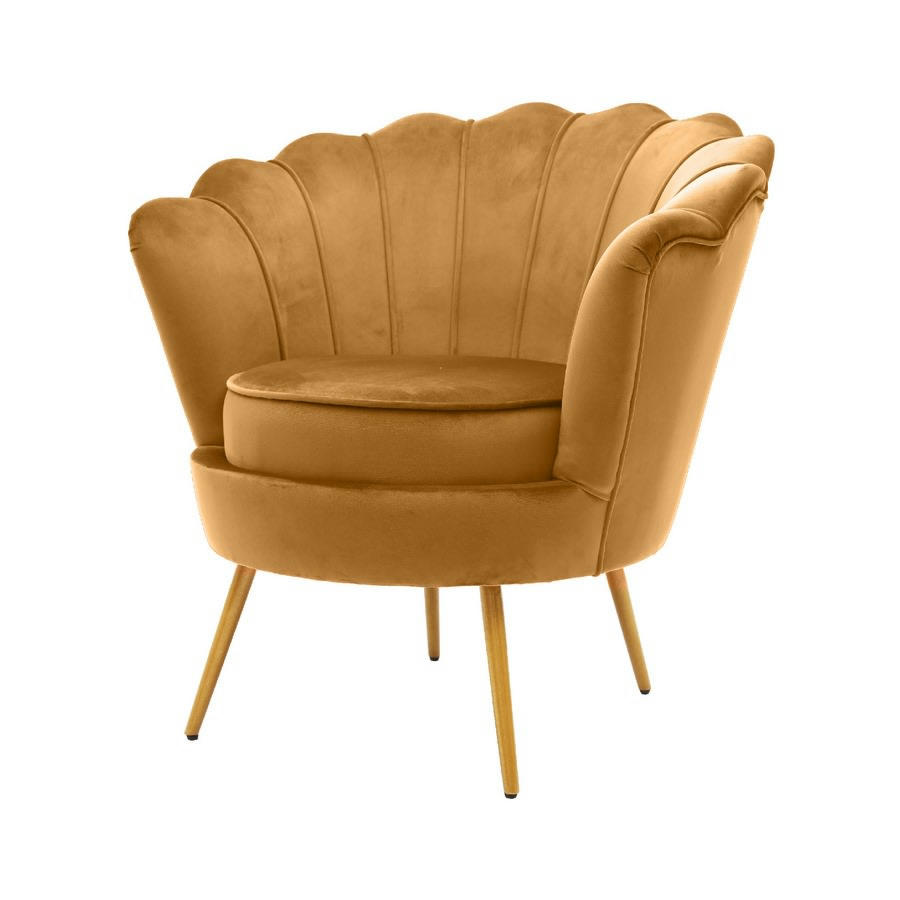 VELVET - Fauteuil en velours forme éventail couleur noisette pour le salon