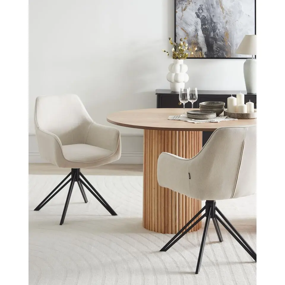 JODAR - Eetkamerstoel set van 2 - Lichtbeige - Stof