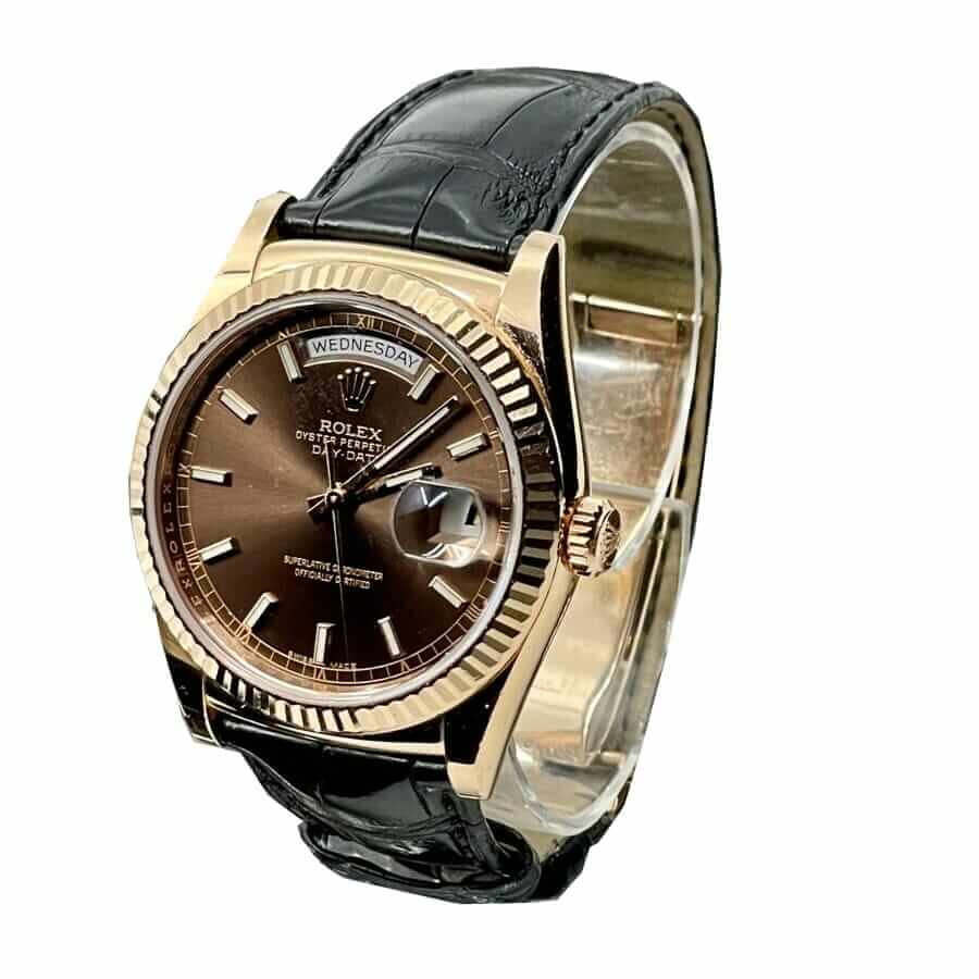 Rolex Day-Date 128238 “Black Leather” Super Accurate Clone
