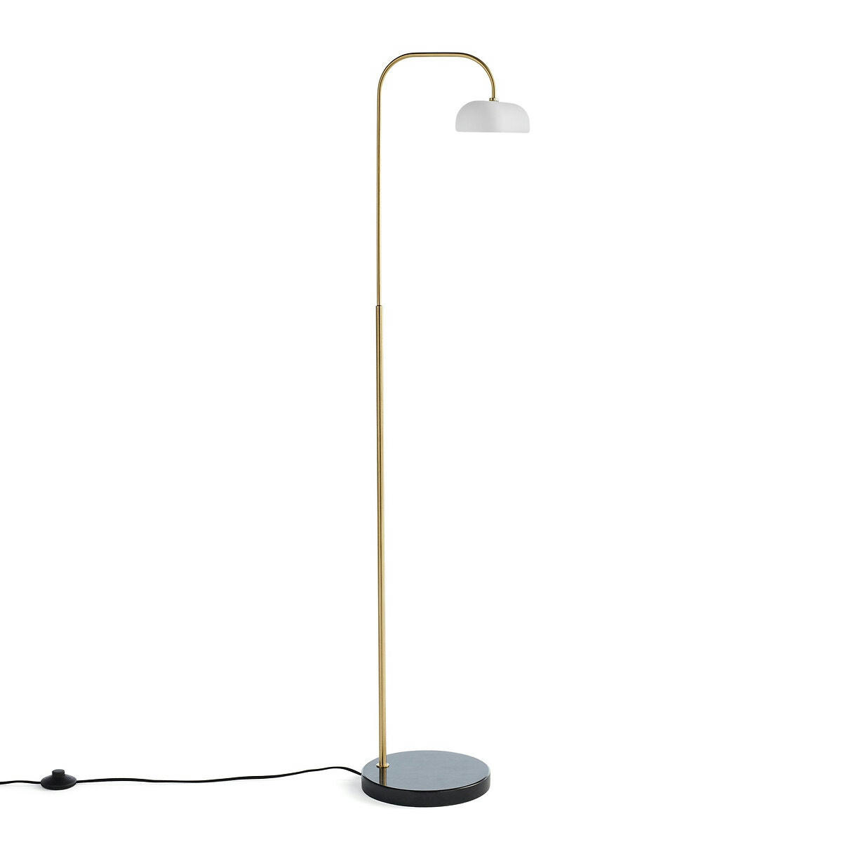 Lampadaire verre opaline, laiton et marbre, Nota