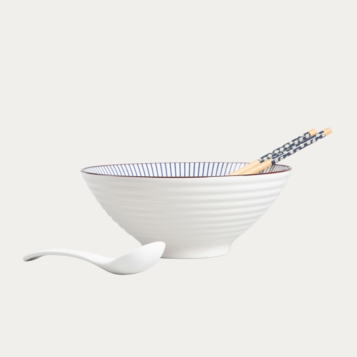 Zestaw do ramen SALADO w paski z brązowym rantem 21 cm