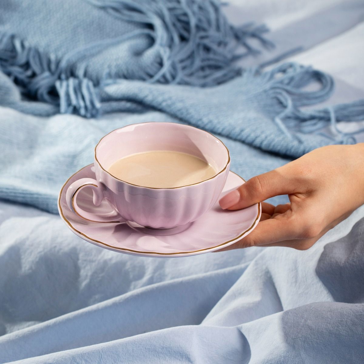 Filiżanka ze spodkiem MINA mała fioletowa 0,15 l