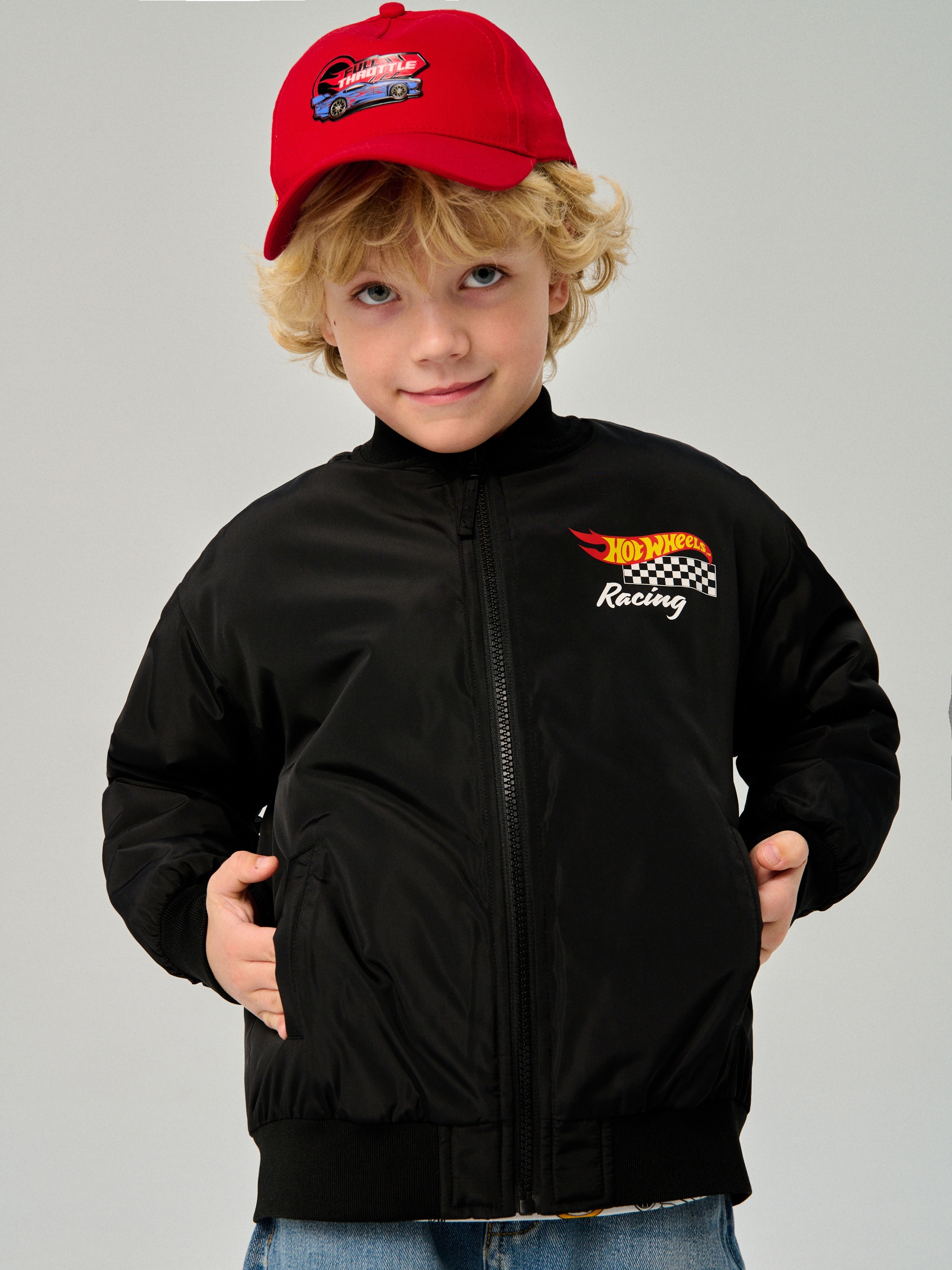 Kurtka bomberka z nadrukiem na plecach Hot Wheels
