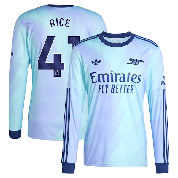 Declan Rice Arsenal adidas Originals 2024/25 Third Replica Long Sleeve Player Jersey - Aqua