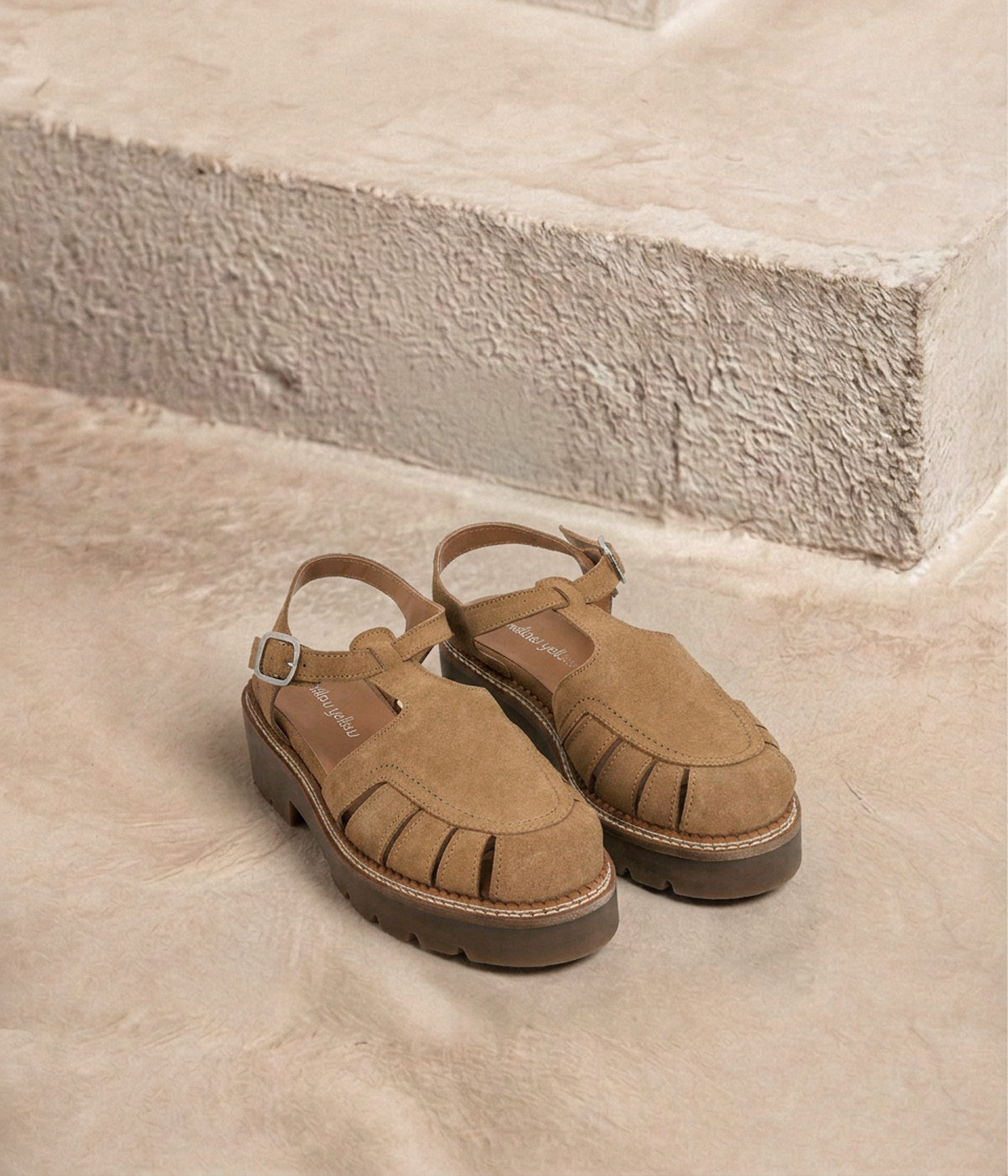 Sandales velours beige Calypso