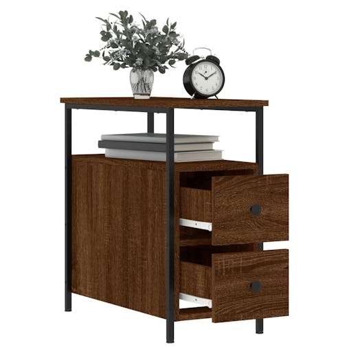 NNEVL Bedside Cabinets 2 pcs Brown Oak 30x60x60 cm Engineered Wood