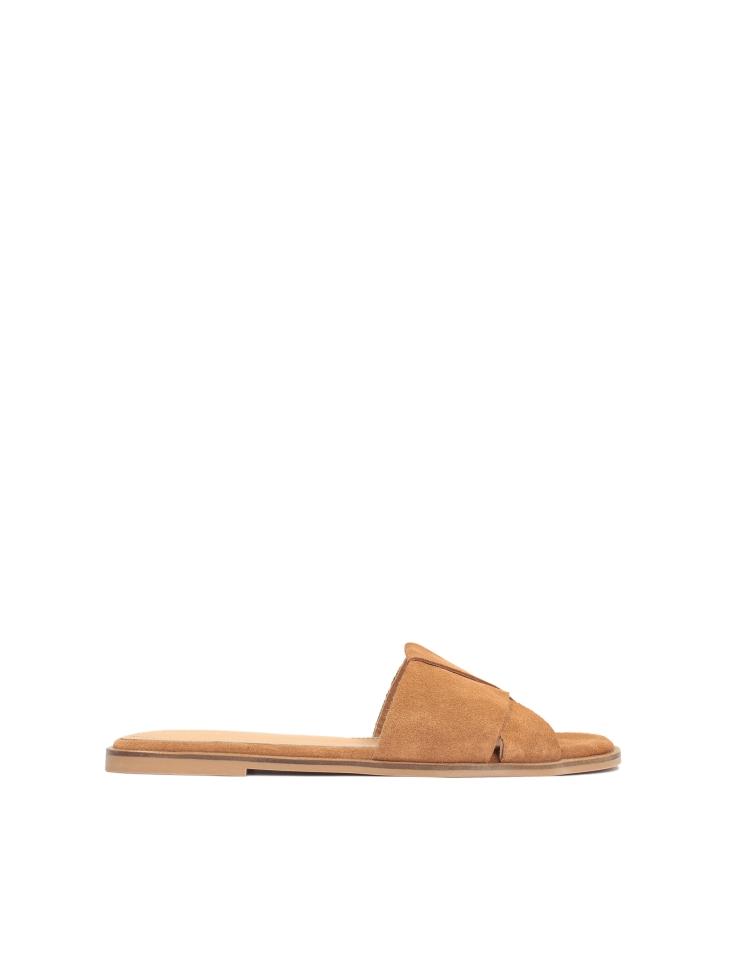 Ladies’ brown light and comfortable suede slides