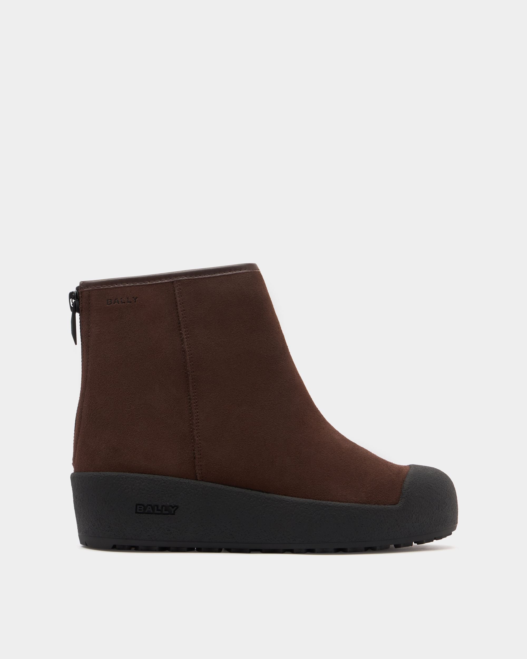 Bally Curling Stiefelette Aus Veloursleder In Ebenholzschwarz