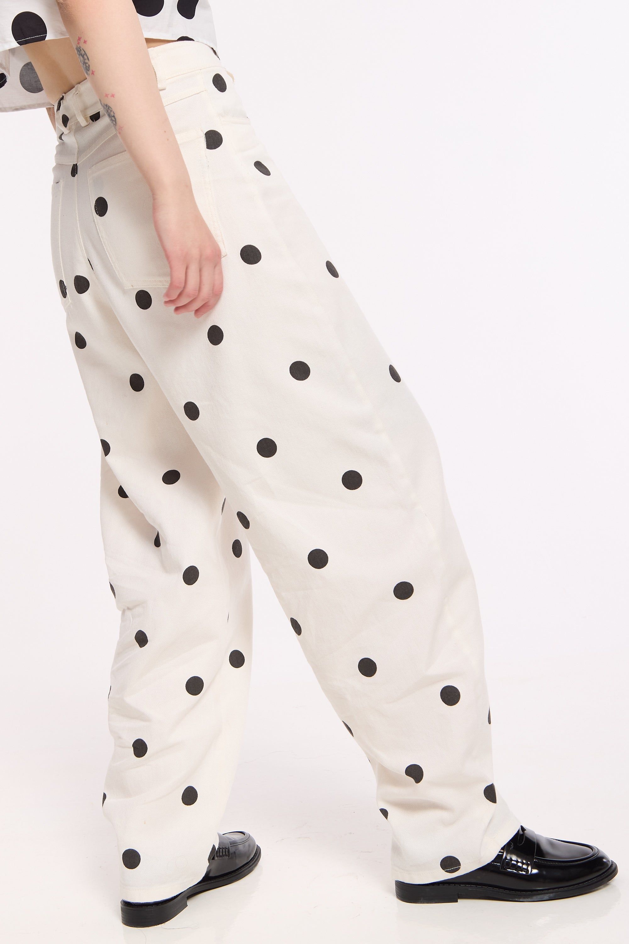 House of Holland Polka Dot Wide Leg High Waist Trousers