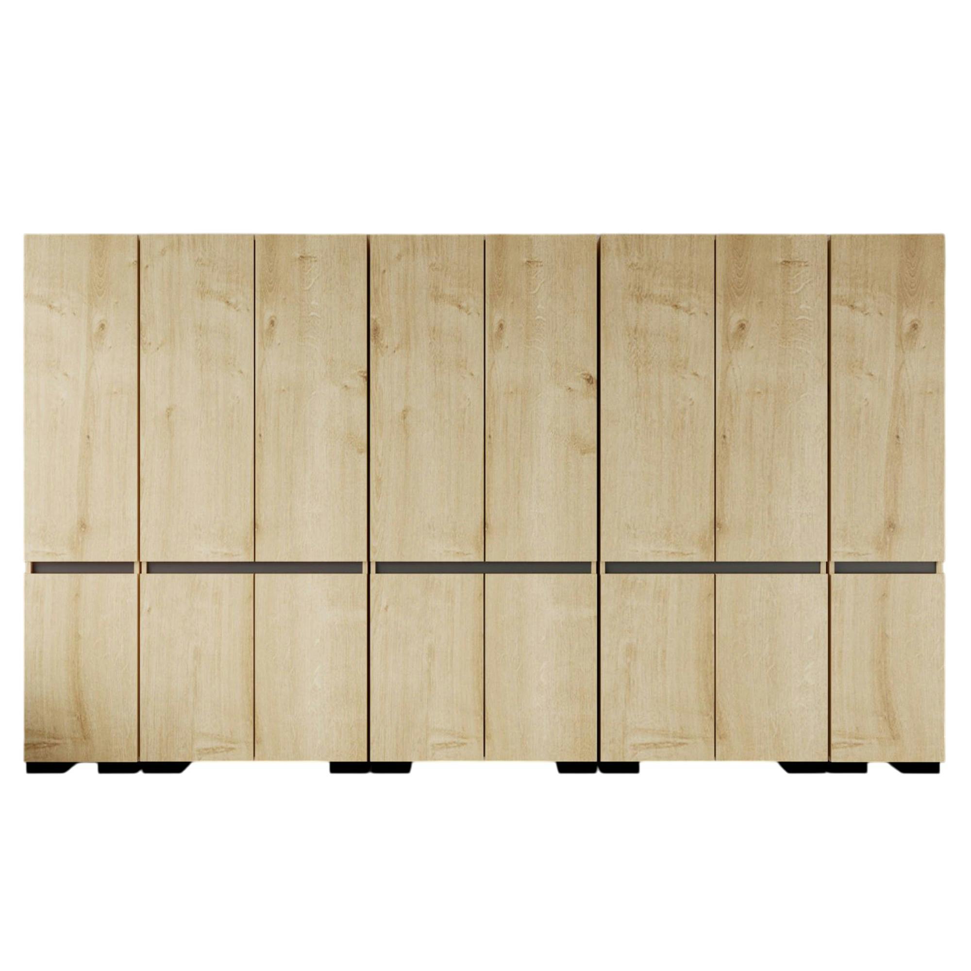 Dressing 16 portes décor chêne et anthracite 360 cm BYRON