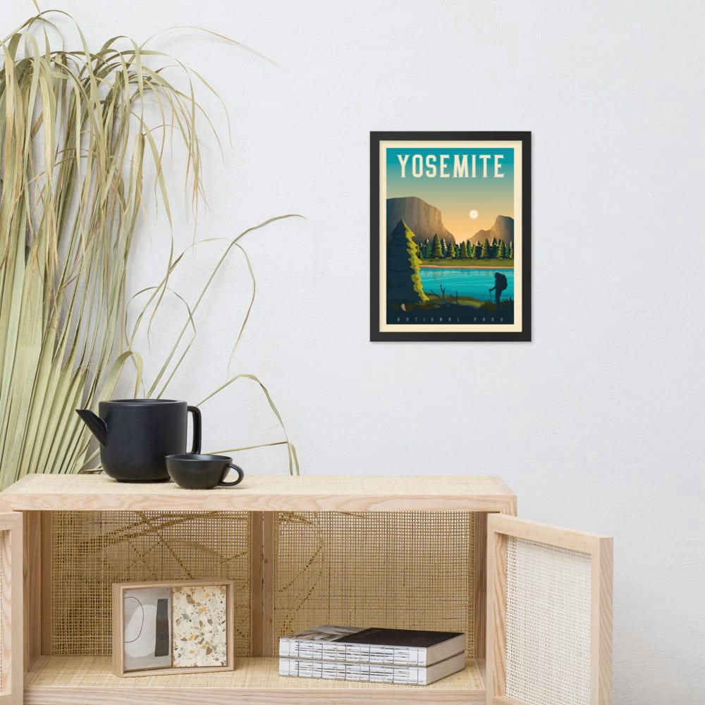 - Affiche Yosemite Etats-Unis + Cadre Bois noir 21x29,7 cm
