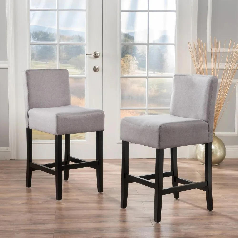 Roomfitters Upholstered Counter Height Chair Set of 2, Modern Dining Seating with Padded Back, Grey