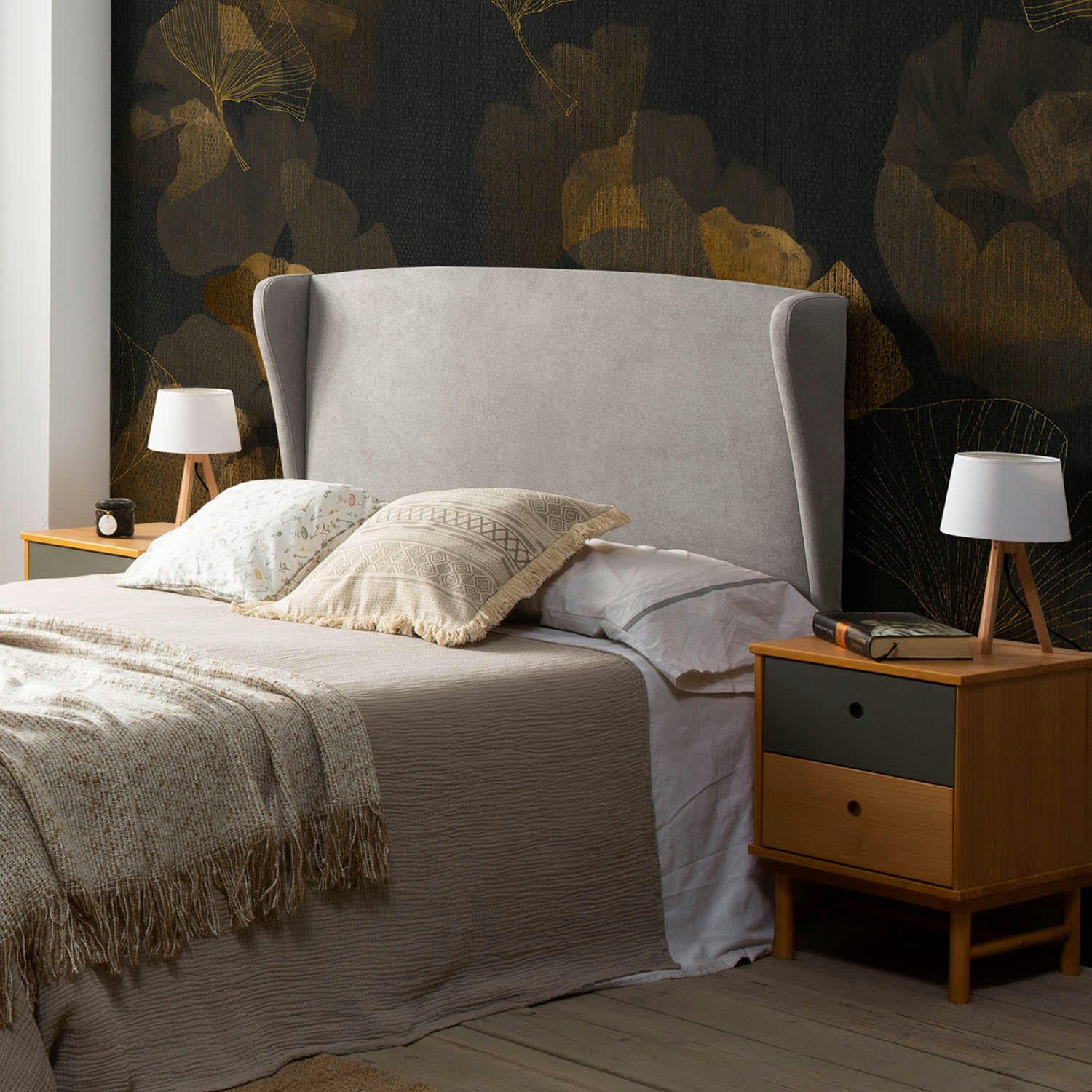 MUNICH - Tête de lit tapissée oreiller 140x60 cm couleur gris