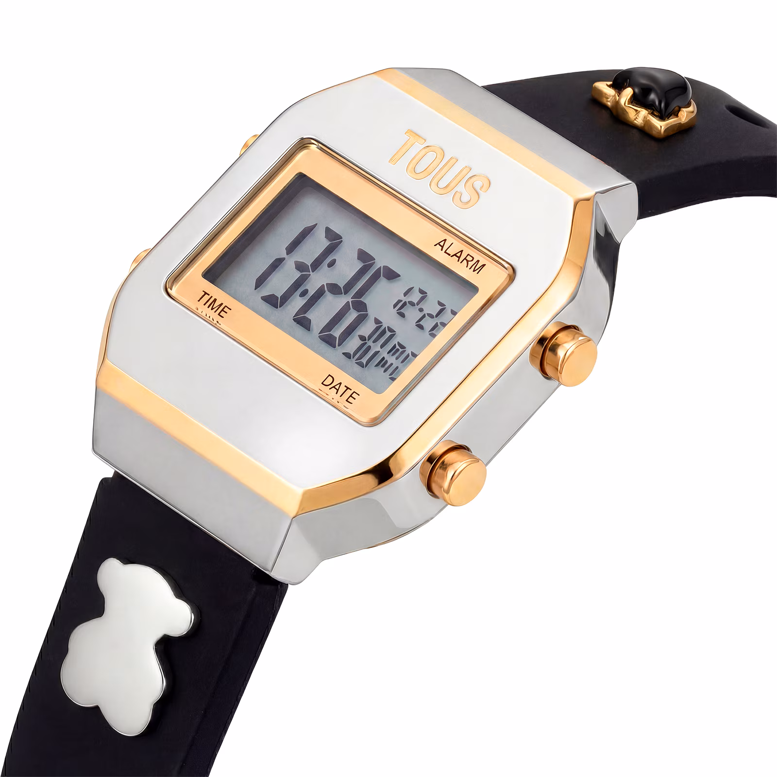 Reloj digital con correa negra, acero y gemas XPRESURSLF